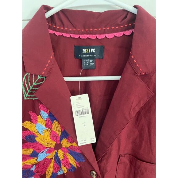 NWT Anthropologie Maeve Embroidered Button Down‎ Shirt, Size 6, $130 - Picture 8 of 9